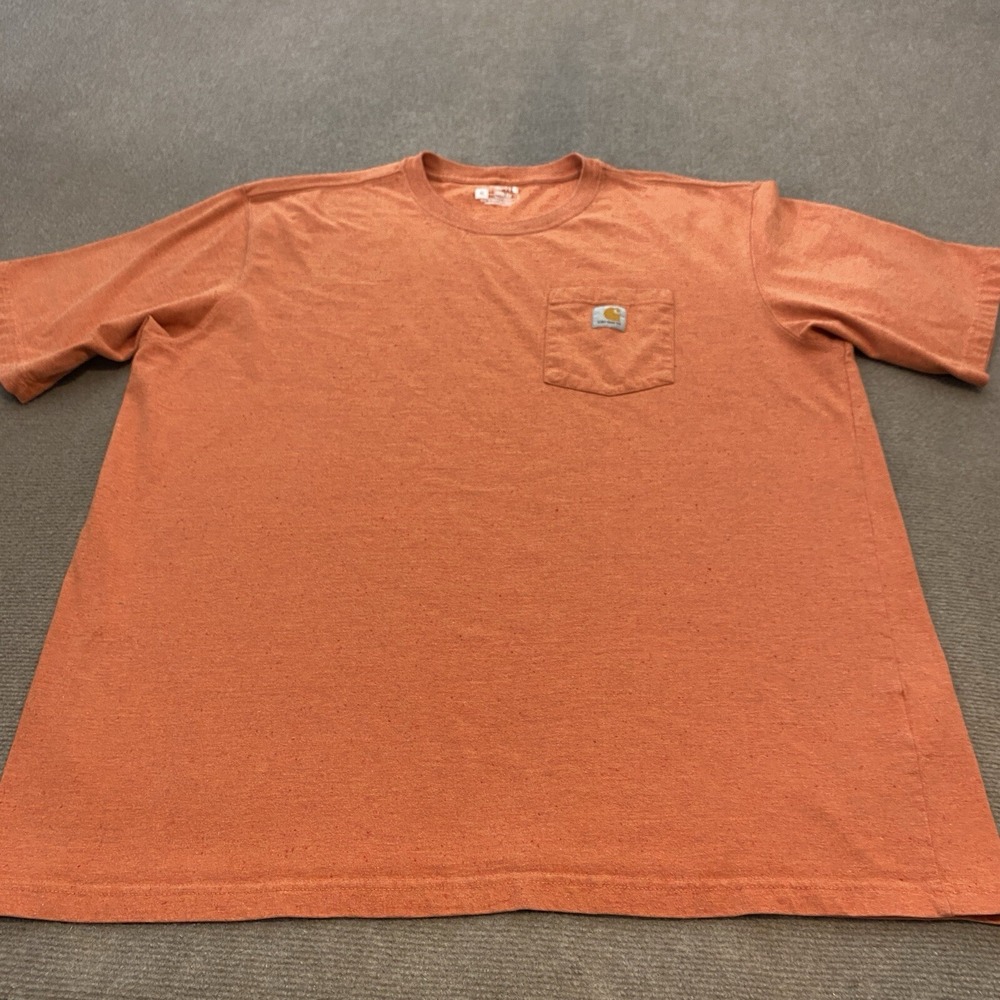 Carhartt Pocket Shirt Mens XL Orange Distressed Short Sleeve‎ K87 Logo Grunge
